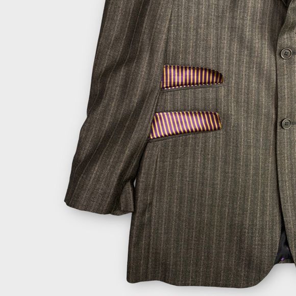 Ted Baker London Men's 42L Endurance Wool Striped Blazer Sport Jacket Brown - Picture 9 of 16